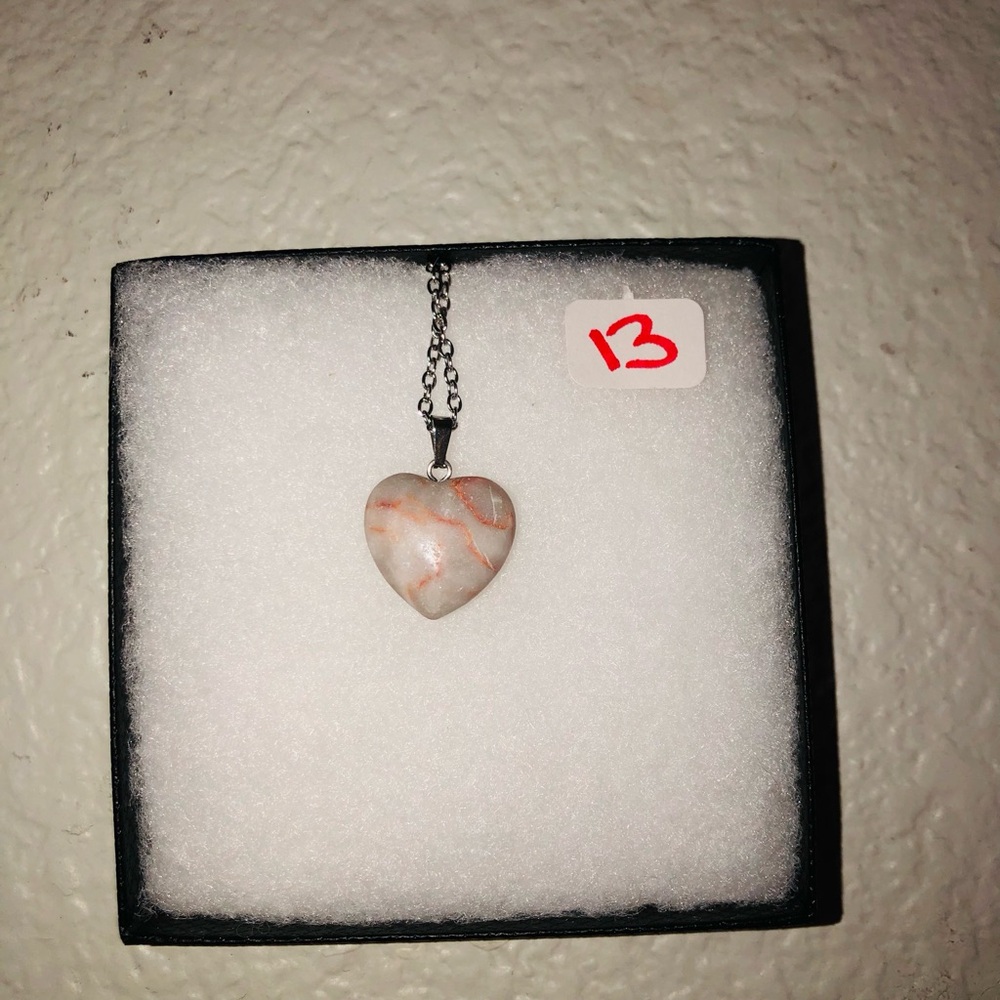 Heart 🍒💣Gemstone Pendant Necklace - Assorted Colors - Picture 15 of 17
